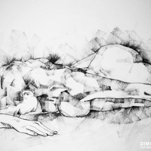 SketchBook Page 45 – Woman Lying on Stomach – life drawing female figure