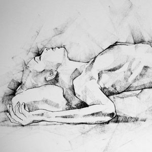 SketchBook Page 55 – Charcoal drawing woman lateral pose