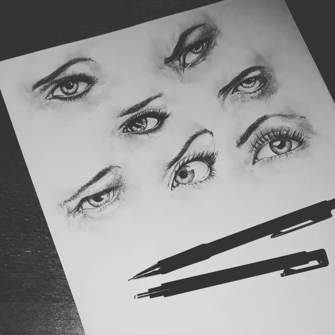 Woman Eyes Pencil Drawing - Figure Drawing by Dimitar Hristov - 54ka