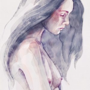 Watercolor abstract portrait of a girl