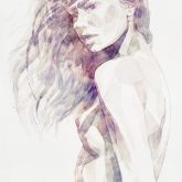 Watercolor fashion illustration of the beautiful young girl