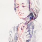 Young Woman Portrait – Abstract Watercolors Painting